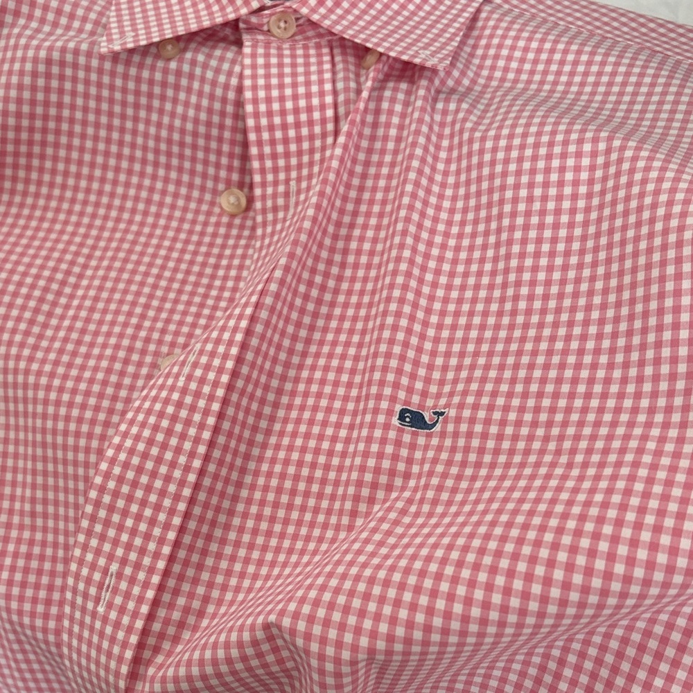 Vineyard Vines Men's Pink Gingham Button Down Shirt